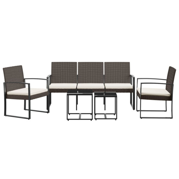 Set comedor de jardín 5 pzas y cojines PP aspecto ratán marrón M 3