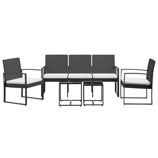Set comedor de jardín 5 pzas con cojines PP aspecto ratán negro M 3