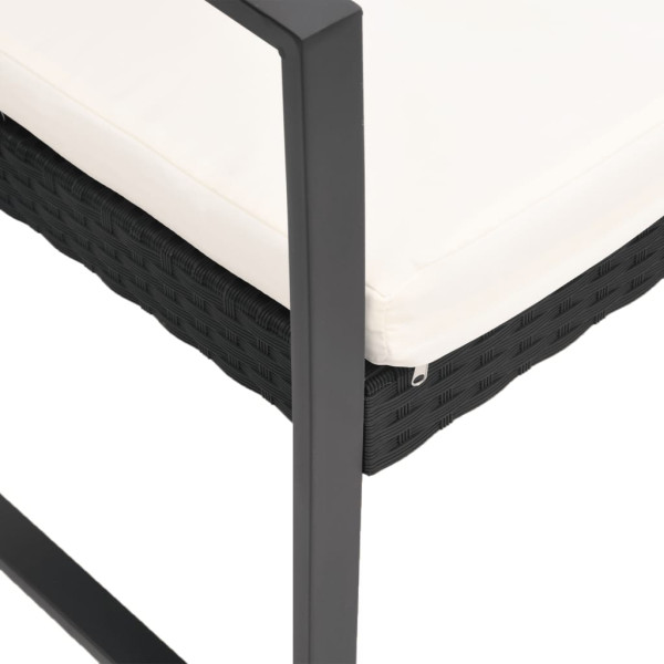 5 pcs conjunto de jantar p/ jardim c/ almofadões vime PP preto M 4