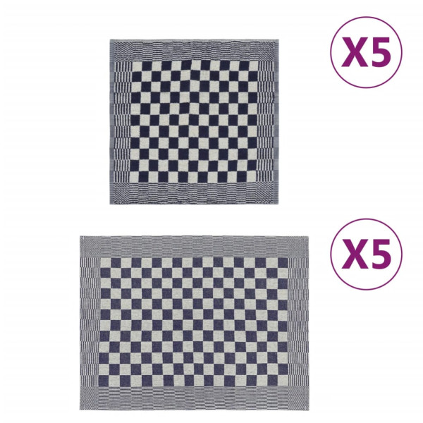 Juego de paños 10 unidades algodón azul y blanco D