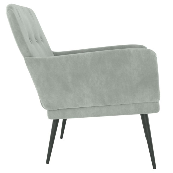 Sillón de terciopelo gris claro 62x79x79 cm M 4