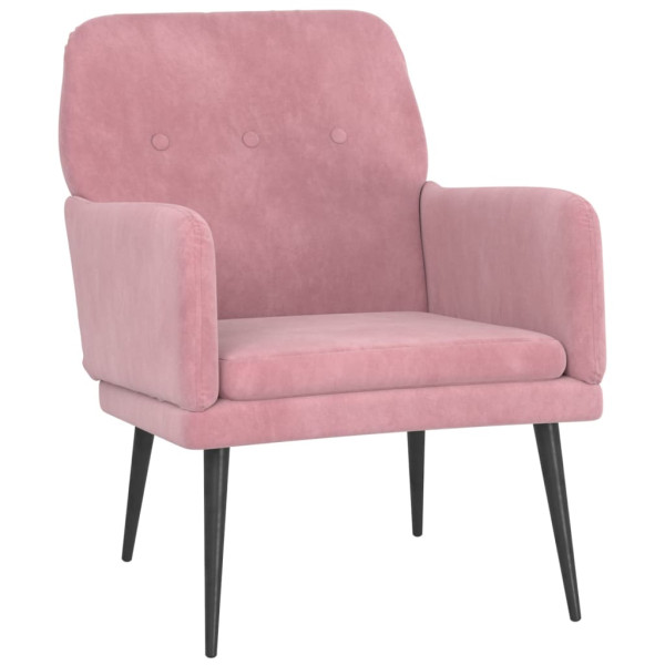 Sillón de terciopelo rosa 62x79x79 cm M 2