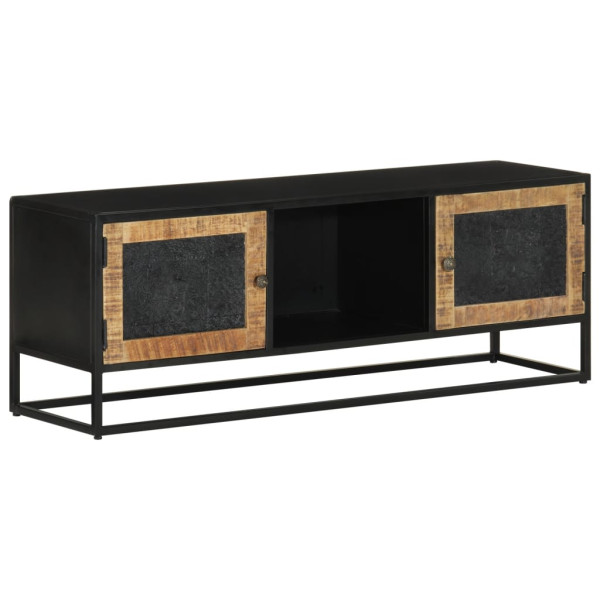Mueble de TV madera maciza de mango y hierro 110x30x40 cm D