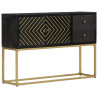 Aparador de madera maciza de mango negro y dorado 110x30x75 cm 1