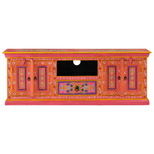 Móvel de TV 110x30x40 cm madeira de mangueira maciça rosa M 4