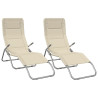 Tumbona plegable 2 uds textilene acero con recubrimiento crema 2