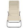 Tumbona plegable 2 uds textilene acero con recubrimiento crema 4
