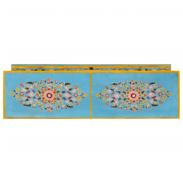 Móvel de TV 110x30x40 cm madeira de mangueira maciça azul M 4