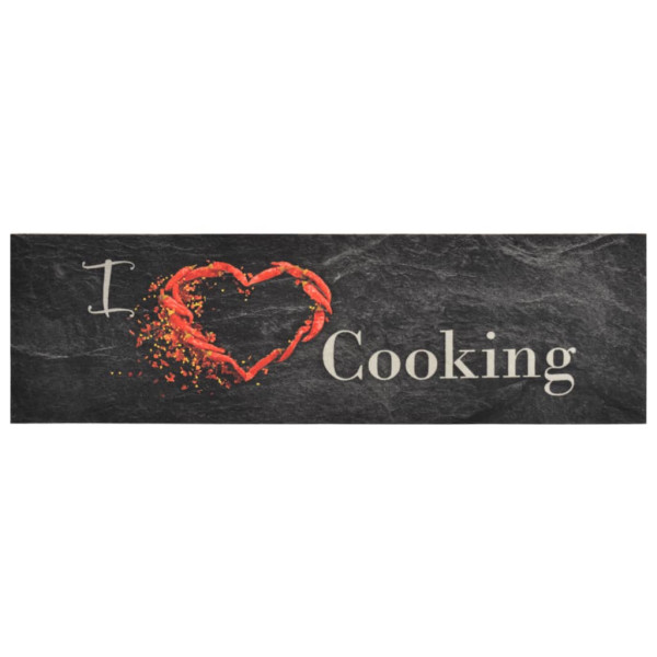 Tapete de cozinha lavável 45x150 cm veludo padrão cooking preto M 2