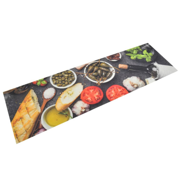 Alfombra de cocina lavable terciopelo dibujo vino cena 45x150cm D