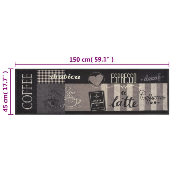 Alfombra de cocina lavable terciopelo negro café 45x150 cm M 5