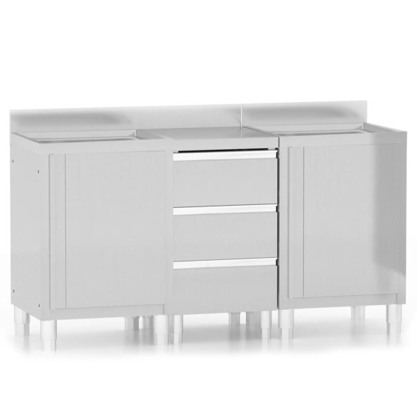 Armarios de cocina comercial 3 unidades acero inoxidable M 2