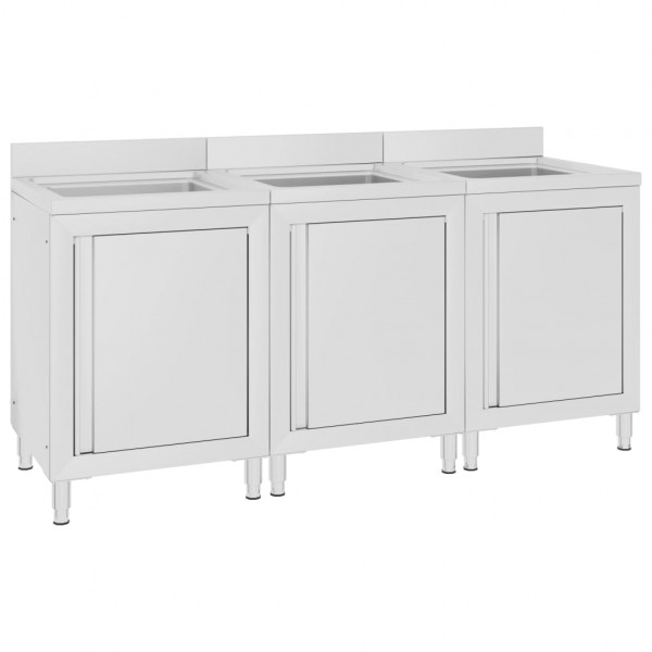 Fregadero de cocina comercial 3 piezas de acero inoxidable D