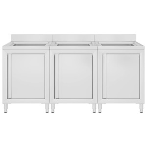 Fregadero de cocina comercial 3 piezas de acero inoxidable H