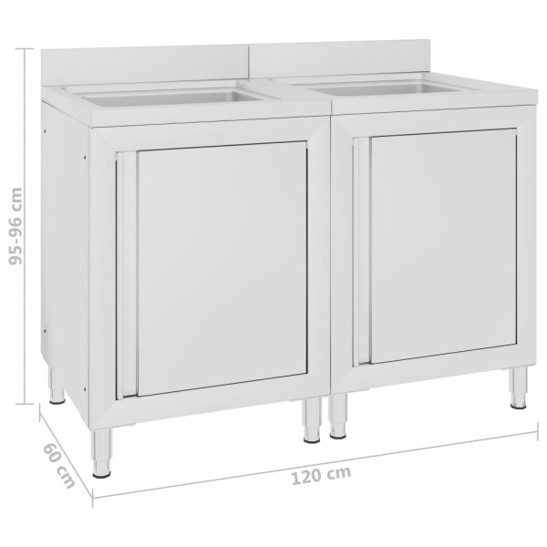 Fregadero de cocina comercial 2 piezas de acero inoxidable M 5