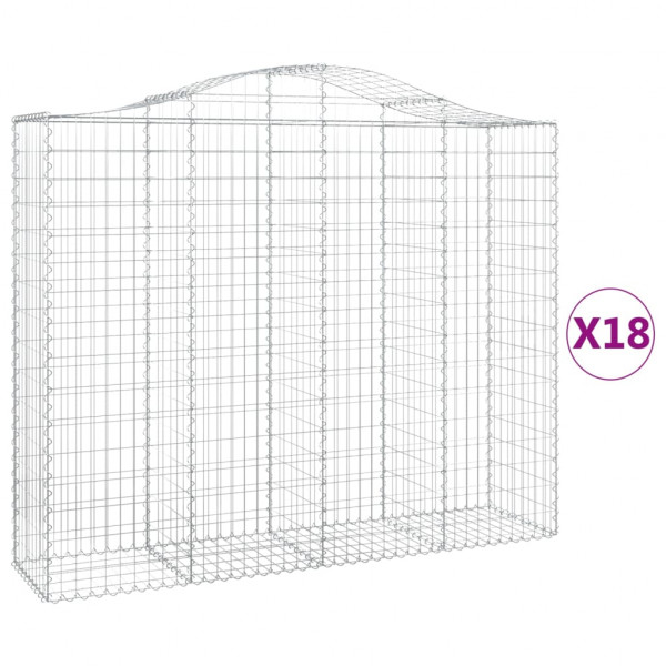 Cestos gabião arqueados 18 pcs 200x50x160/180 ferro galvanizado M 2