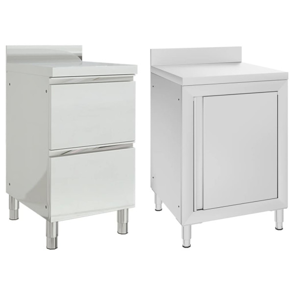 Armarios de cocina comercial 2 unidades acero inoxidable D