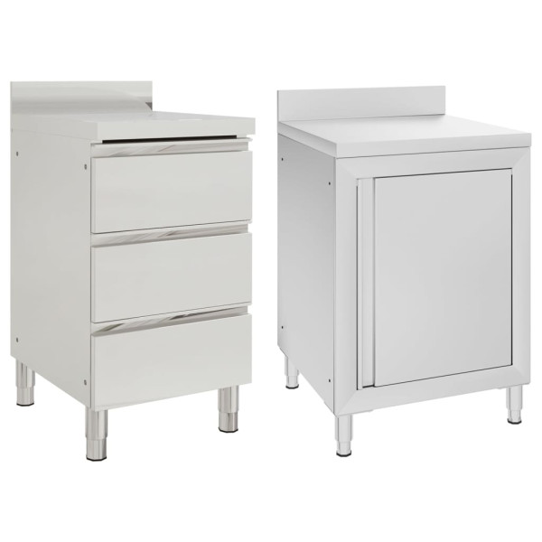 Armarios de cocina comercial 2 unidades acero inoxidable D