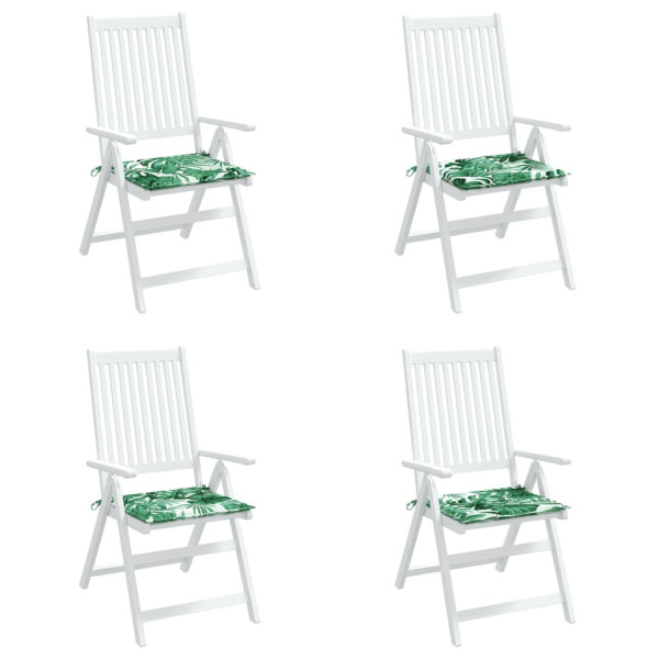 Cojines de silla 4 uds tela estampado de hojas 40x40x3 cm M 3