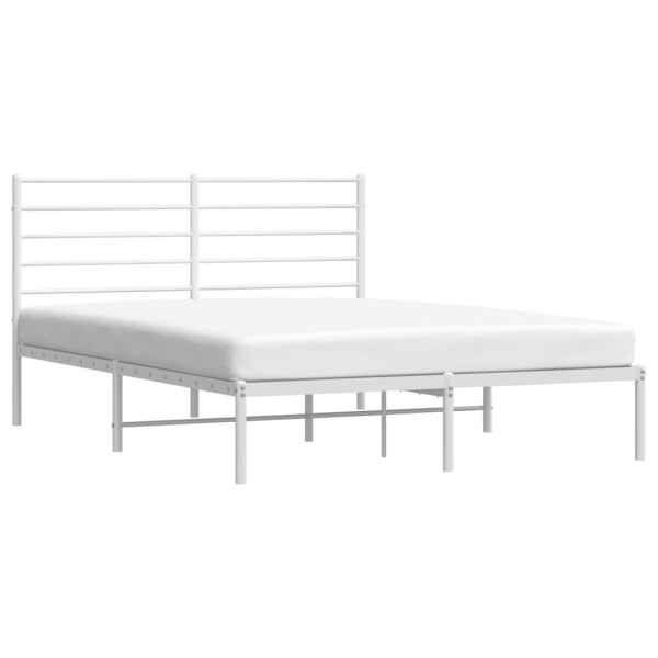Estructura de cama de metal con cabecero blanca 140x190 cm M 4