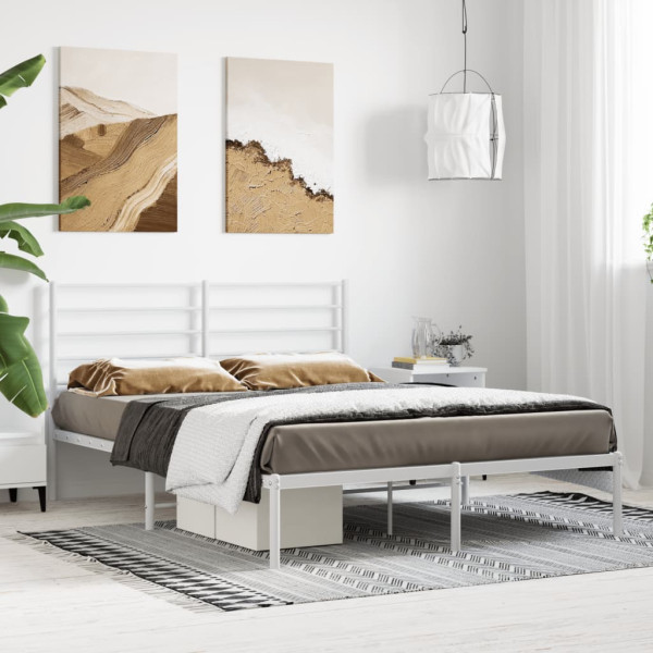 Estructura de cama con cabecero metal blanca 140x200 cm M 3