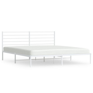 Estrutura de cama com cabeceira 200x200 cm metal branco H