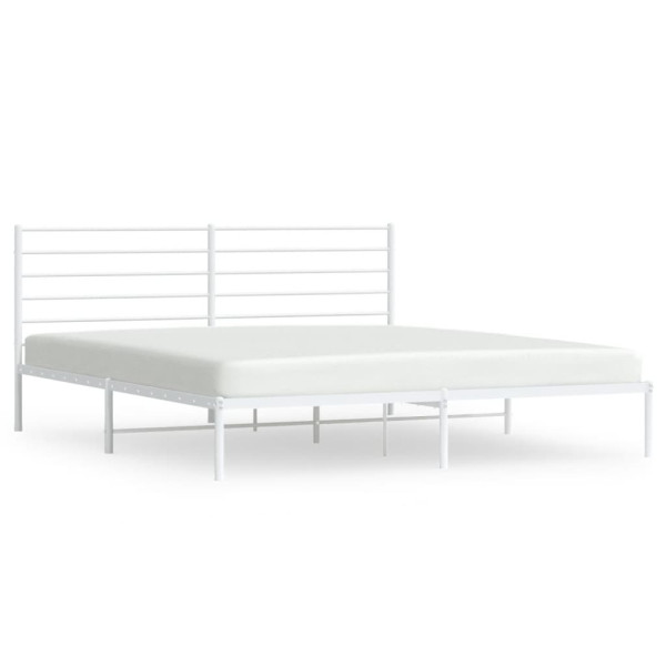 Estrutura de cama com cabeceira 200x200 cm metal branco M 2