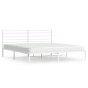 Estrutura de cama com cabeceira 200x200 cm metal branco 2