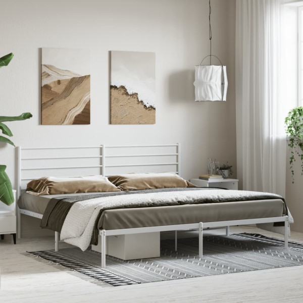 Estrutura de cama com cabeceira 200x200 cm metal branco M 3