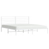 Estrutura de cama com cabeceira 200x200 cm metal branco 4