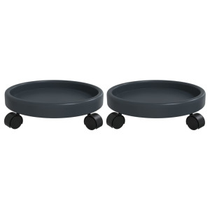 Soporte para plantas con ruedas 2 uds gris diámetro 34 cm 35 kg H