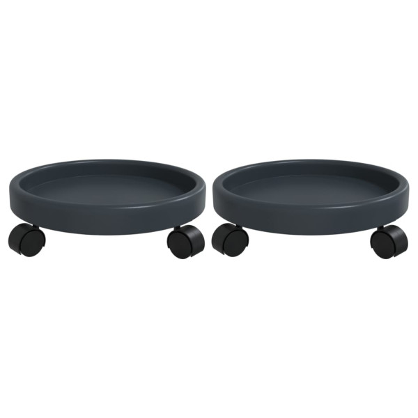 Soporte para plantas con ruedas 2 uds gris diámetro 34 cm 35 kg M 2