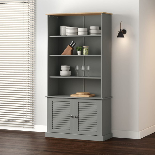 Librería VIGO madera maciza de pino gris 85x35x170 cm D