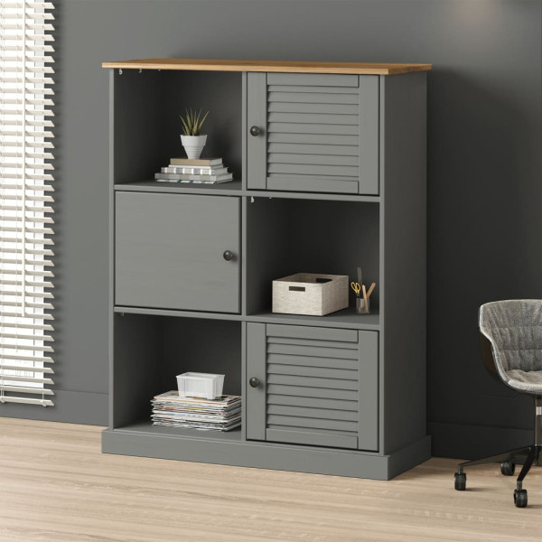 Librería VIGO madera maciza de pino gris 90x35x114.5 cm D