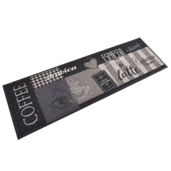 Alfombra de cocina lavable terciopelo negro café 60x180 cm D