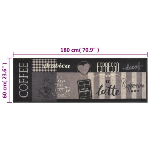 Alfombra de cocina lavable terciopelo negro café 60x180 cm M 5