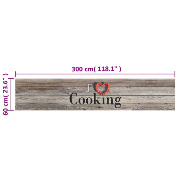 Tapete de cozinha lavável 60x300 cm veludo padrão cooking cinza M 5