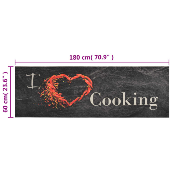 Alfombra de cocina lavable terciopelo Cooking negro 60x180 cm M 5