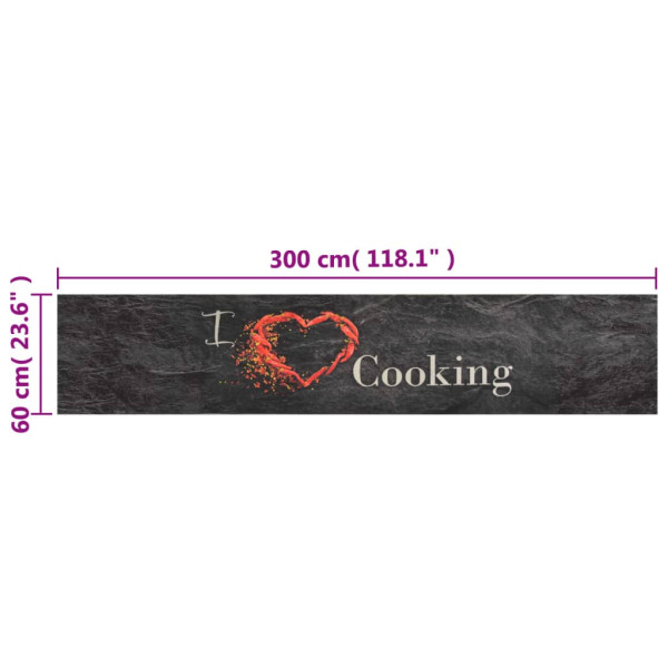 Alfombra de cocina lavable terciopelo Cooking negro 60x300 cm M 5