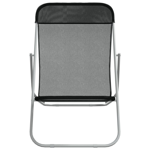 Silla de playa plegable 2 uds acero recubierto textilene negro M 4