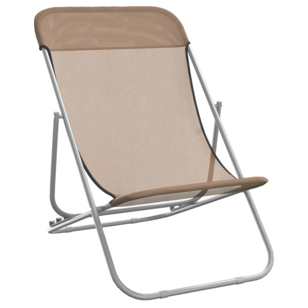 Silla de playa plegable 2 uds acero recubierto textilene taupe M 3