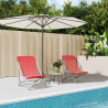 Cadeiras praia dobráveis 2pcs textilene/aço revest. pó vermelho 1