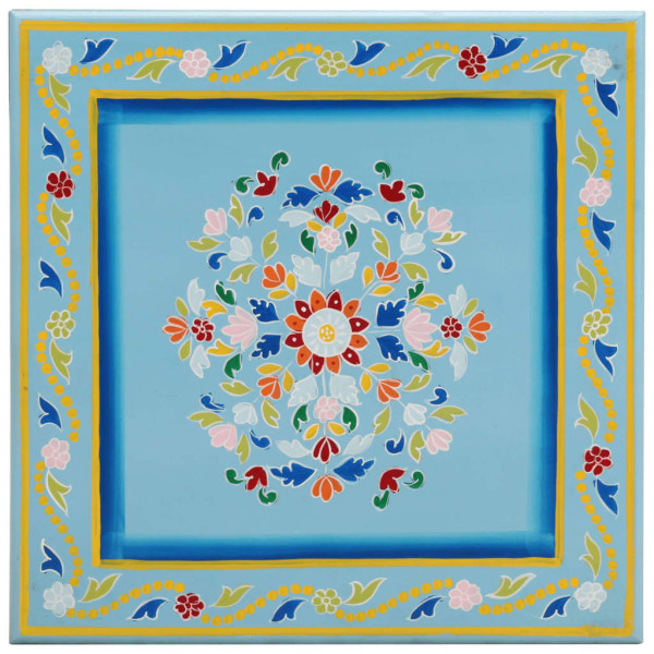 VidaXL Mesa de centro pintada à mão mangueira maciça azul turquesa M 3