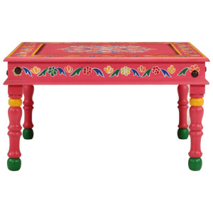 Mesa de centro madera maciza de mango rosa pintada a mano H