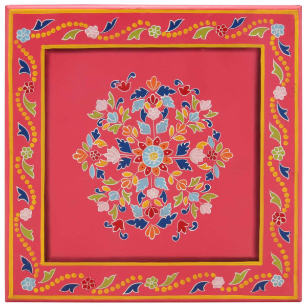 VidaXL Mesa de centro pintada à mão mangueira maciça rosa M 3