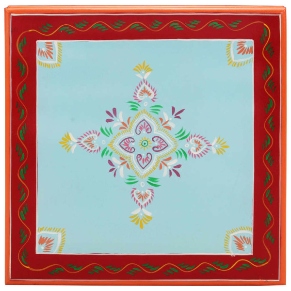 Mesa de centro de madeira de mangueira azul maciça pintada à mão M 3