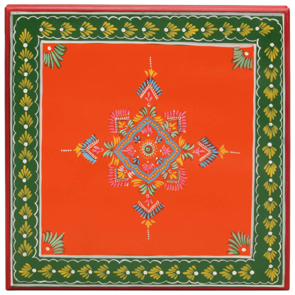 VidaXL Mesa de centro pintada à mão mangueira maciça laranja M 3