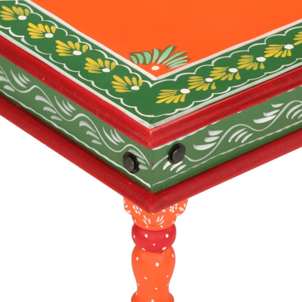 VidaXL Mesa de centro pintada à mão mangueira maciça laranja M 4