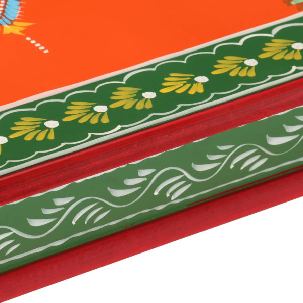 VidaXL Mesa de centro pintada à mão mangueira maciça laranja M 5