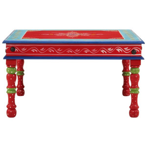 Mesa de centro madera maciza de mango rojo pintada a mano H